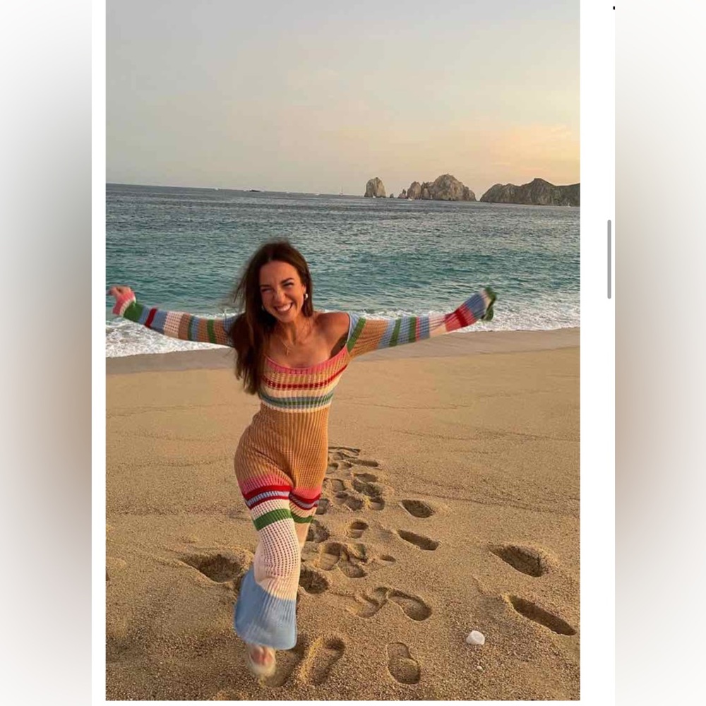 Long sleeve multi-colored crochet maxi dress